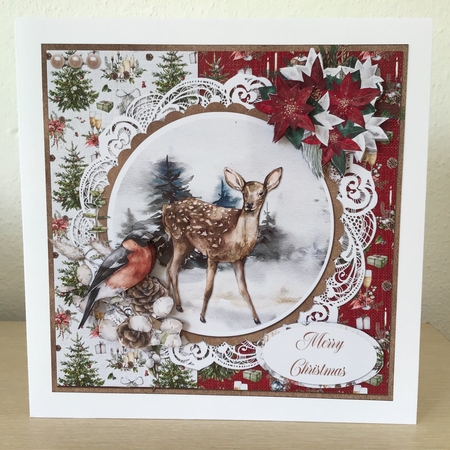 Christmas Scenes 3 Snowy Faun & Bullfinch 7x7 Card Mini-Kit, 6 Sheets by Jennifer Archer