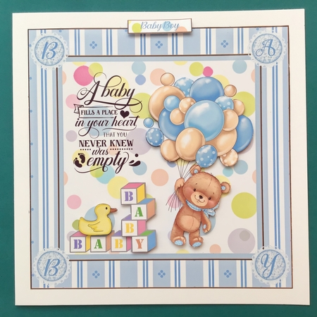 Baby Boy Decoupage 8x8ins Topper by Jennifer Archer