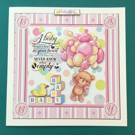 Baby Girl Decoupage 8x8ins Topper by Jennifer Archer