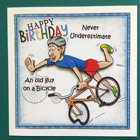 Old guy on a bicycle 8x8 & A4 mini kit by Jennifer Archer