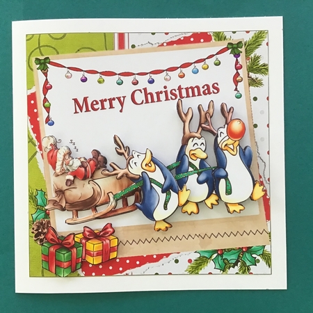 8x8 Santa and his penguin sleigh mini kit by Jennifer Archer