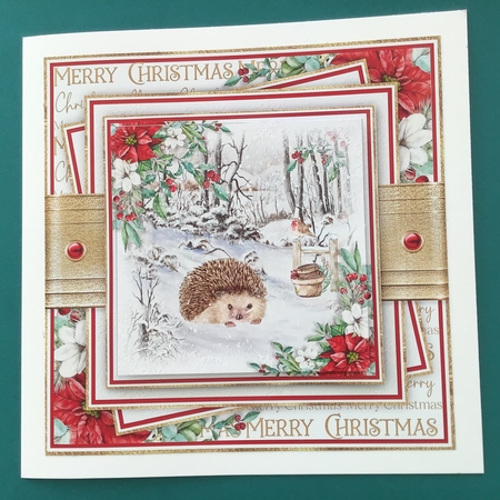 Hedgehog Christmas 7x7 inch No.4 by Jennifer Archer