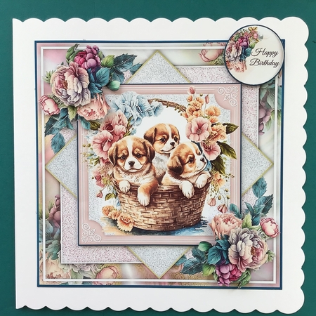 Vintage Puppy Basket 05 Mini Page Kit by Jennifer Archer