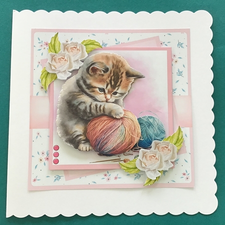 Playful Kittens - Makes 4 Cards (7x7 inch square card kit) by Jennifer Archer