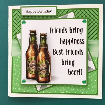 Enjoy a Beer with Friends - Inc. 4 Toppers (7x7 inch square card kit) by Jennifer Archer