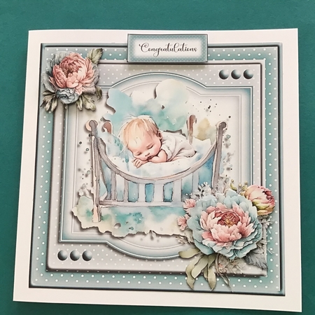 New Baby Boy in Crib 7x7  by Jennifer Archer