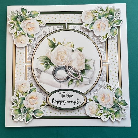 White Wedding Rings and Roses 7 Inch Square by Jennifer Archer