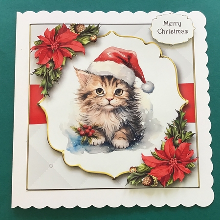 Christmas Kitten With Decoupage Multi Topper Kit by Jennifer Archer