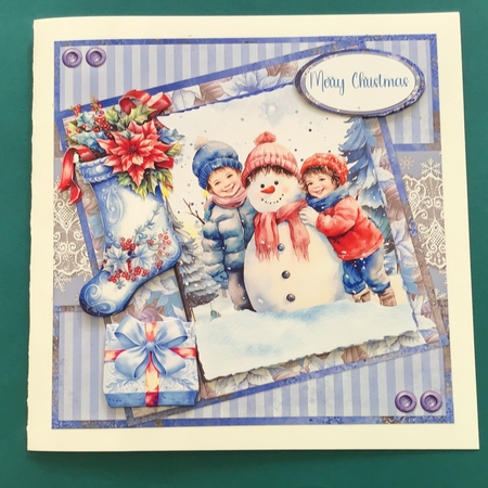 Christmas Greetings 6: Snowman & Children 7 x 7 Card Mini Kit, 8 Sheets incl. 4 Toppers by Jennifer Archer