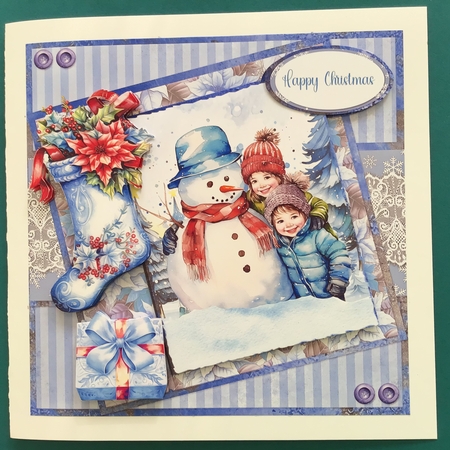 Christmas Greetings 6: Snowman & Children 7 x 7 Card Mini Kit, 8 Sheets incl. 4 Toppers by Jennifer Archer