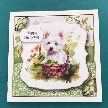 Watercolour Puppy In A Basket 1 Multi Topper Kit by Jennifer Archer