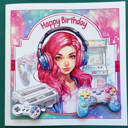 7x7 Gamer girl birthday choice of four mini kit by Jennifer Archer