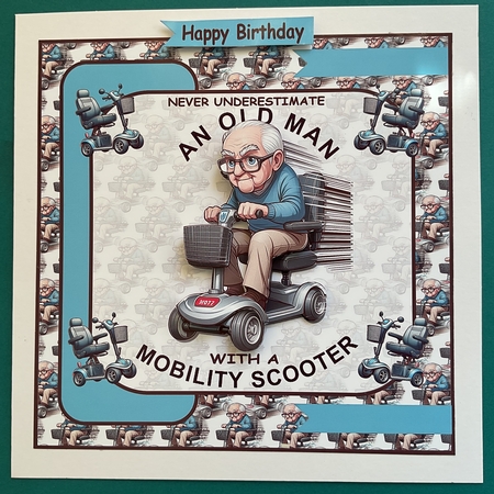 Old man with a mobility scooter 8x8 by Jennifer Archer
