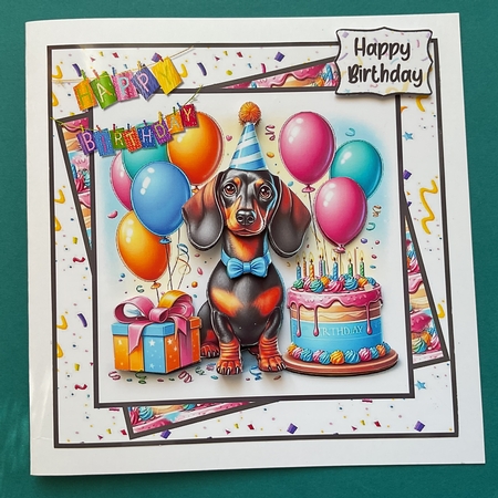 Happy Dachshund Birthday 7x7 by Jennifer Archer