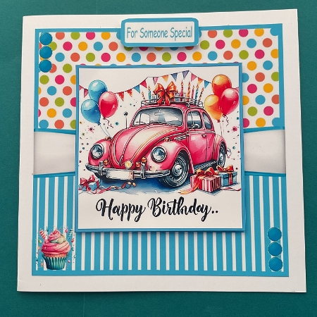 Birthday Cars Card Front 6x6 by Jennifer Archer