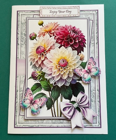Beautiful Dahlia Bouquet With Set Of 3 Toppers by Jennifer Archer