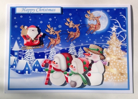 Snowman Family on Christmas Eve Decoupage by Jennifer Archer