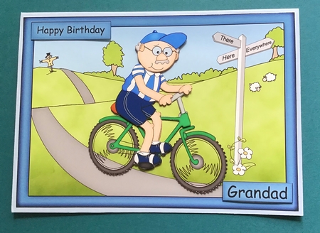 A5 Bert's Bike Quick Card N 3D Decoupage by Jennifer Archer