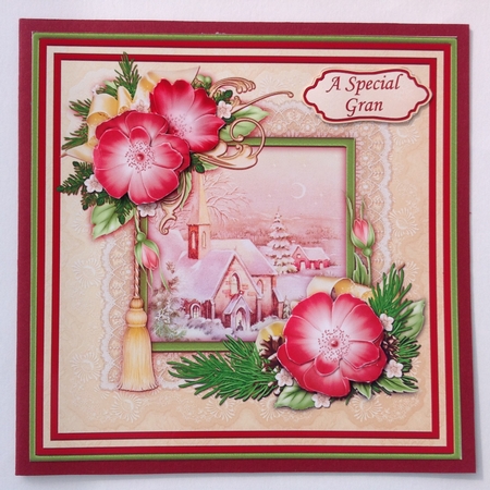 Christmas Rose Frame & Church in Gold by Jennifer Archer