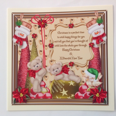 Christmas Blessings 8x8ins Decoupage Topper by Jennifer Archer