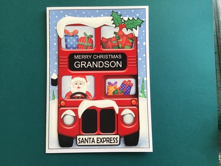 Xmas Santa Express Grandson A5 Quick Card N 3D Decoupage by Jennifer Archer
