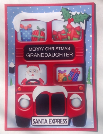 Xmas Santa Express Granddaughter A5 Quick Card 3D Decoupage by Jennifer Archer