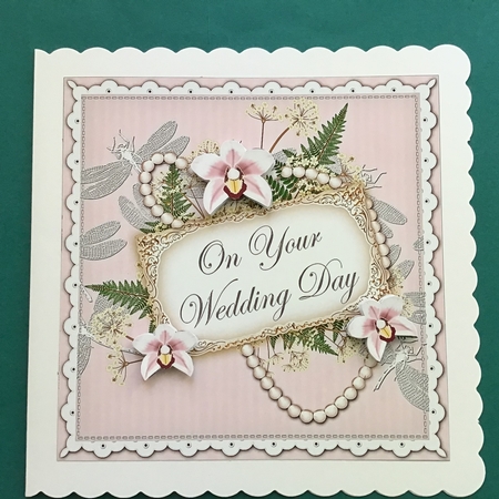 White Orchids Wedding Day 8in Vintage Decoupage Topper by Jennifer Archer