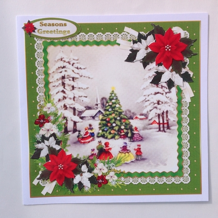 8x8 Traditional Vintage Christmas Scene Green by Jennifer Archer