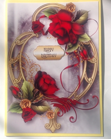 Romantic Red Roses & Golden Frame by Jennifer Archer