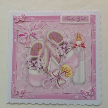 Baby Girl Boots,bottle & Rattle 8x8 by Jennifer Archer