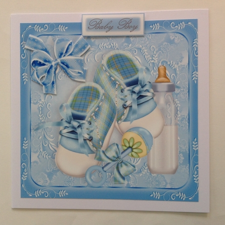 Baby Boy Boots,bottle & Rattle 8x8 by Jennifer Archer