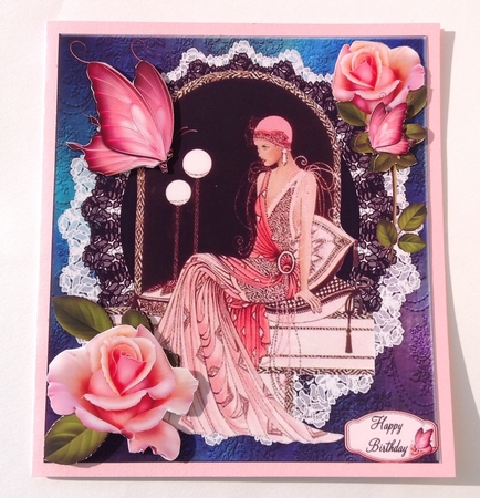 Rose Pink Lady and Lace with Decoupage by Jennifer Archer