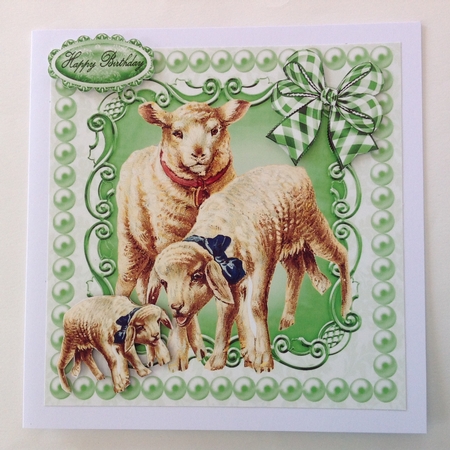 Vintage Playful Little Lambs in Pearl Frame 8x8 by Jennifer Archer