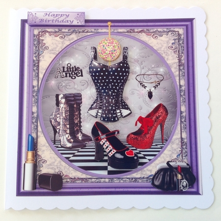 All Things Girly 8x8ins Approx: Decoupage Card Front by Jennifer Archer