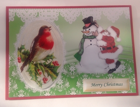 Santa with Snowman & Robin Oval Pyramids by Jennifer Archer