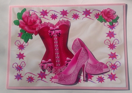 Pink Basque with Shoes and Pink Rose by Jennifer Archer