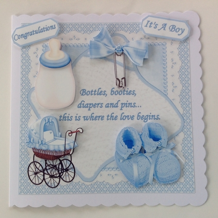 8x8 Bottles Booties and Pins New Baby Boy Mini Kit by Jennifer Archer