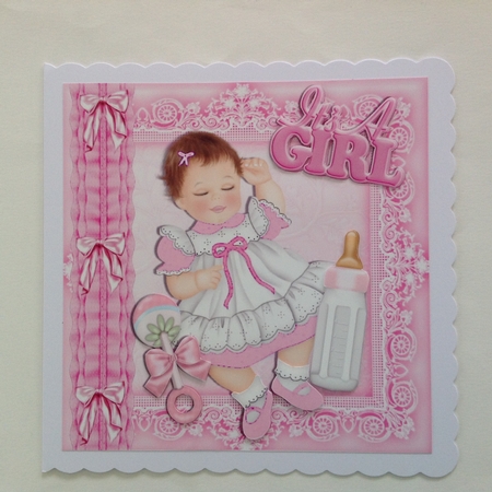 Sleeping Baby Girl with Her Bottle and Rattle 8x8 by Jennifer Archer