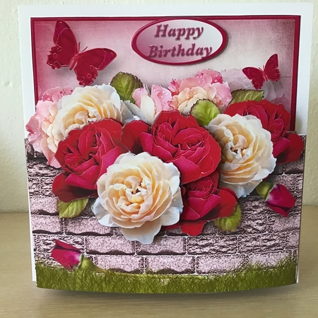 Garden Wall with Hot Roses Popout Card Mini Kit by Jennifer Archer