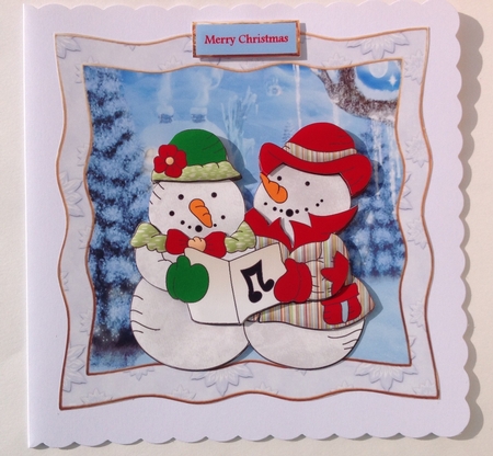 Snowpeople Carol Singers 7x7 Card by Jennifer Archer