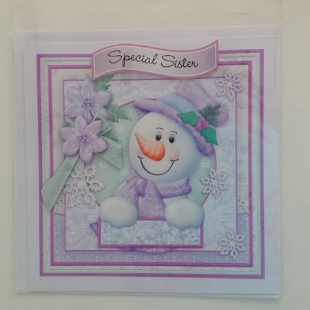 Shabby Chic Snowman 8x8 Christmas Mini Kit & Decoupage by Jennifer Archer