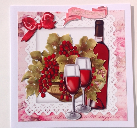 Wine and Grapes with Glasses 8x8 by Jennifer Archer