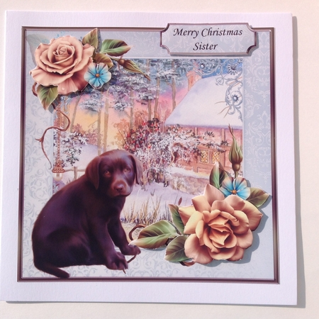 Labrador Pup & Winter Scene by Jennifer Archer