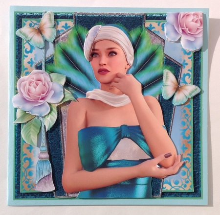 The Teal Flapper Lady Card Front Kit by Jennifer Archer