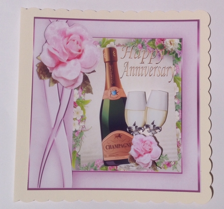 Pretty Rose, with Champagne & Glasses (anniversary 8x8 by Jennifer Archer