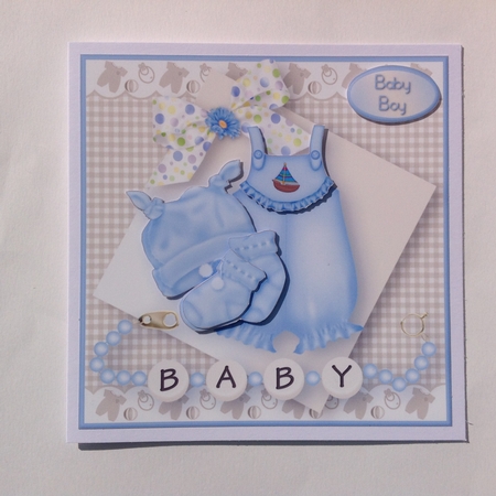 Baby Boy Decoupage Card Front by Jennifer Archer