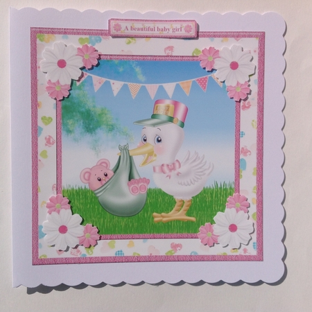 New Baby Girl Card Topper & Decoupage by Jennifer Archer
