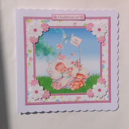 New Baby Girl Card Topper & Decoupage by Jennifer Archer