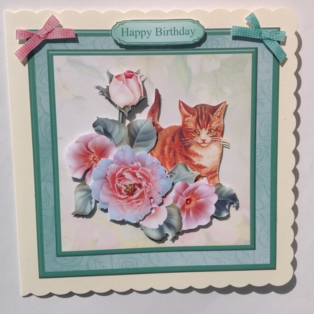 Cat & Flowers Card Mini Kit & Decoupage by Jennifer Archer