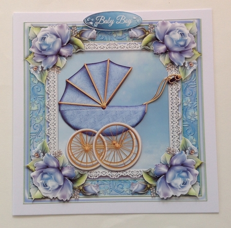 Baby Boy Pram With Roses 8x8 Mini Kit by Jennifer Archer